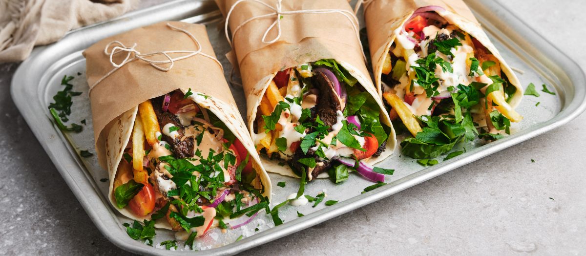Svampgyros med vit kebabsås
