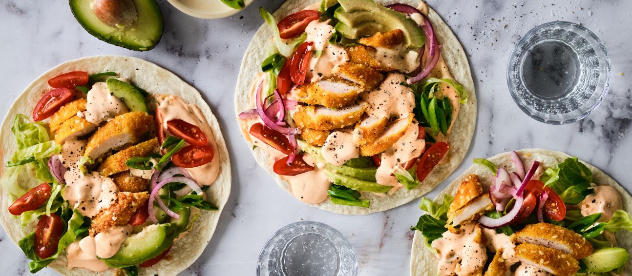 Wrap med friterad kyckling & ranchdressing